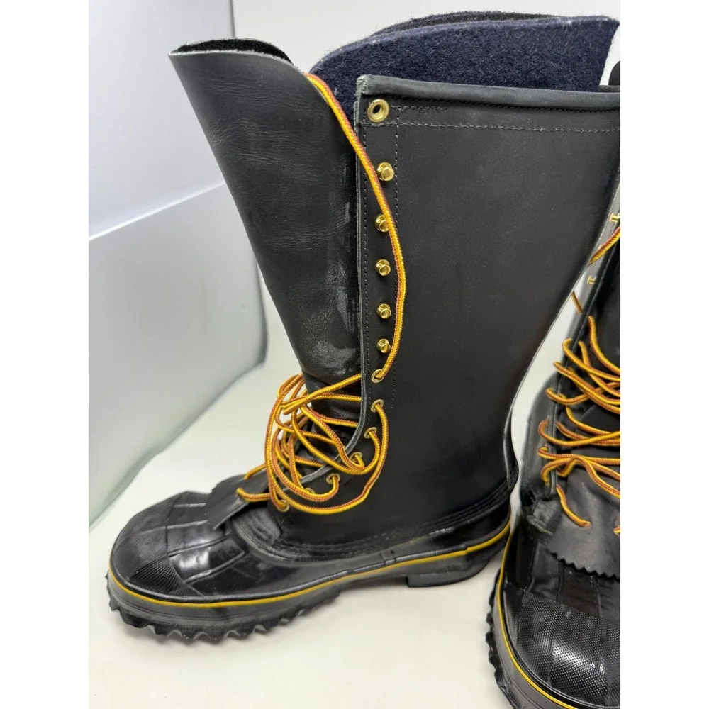 Hoffman LaCrosse Hunting Boots USA Made Size 10 Black Leather Rubber Waterproof